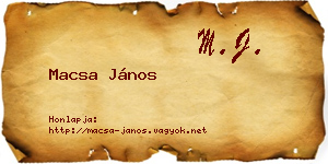 Macsa János névjegykártya
